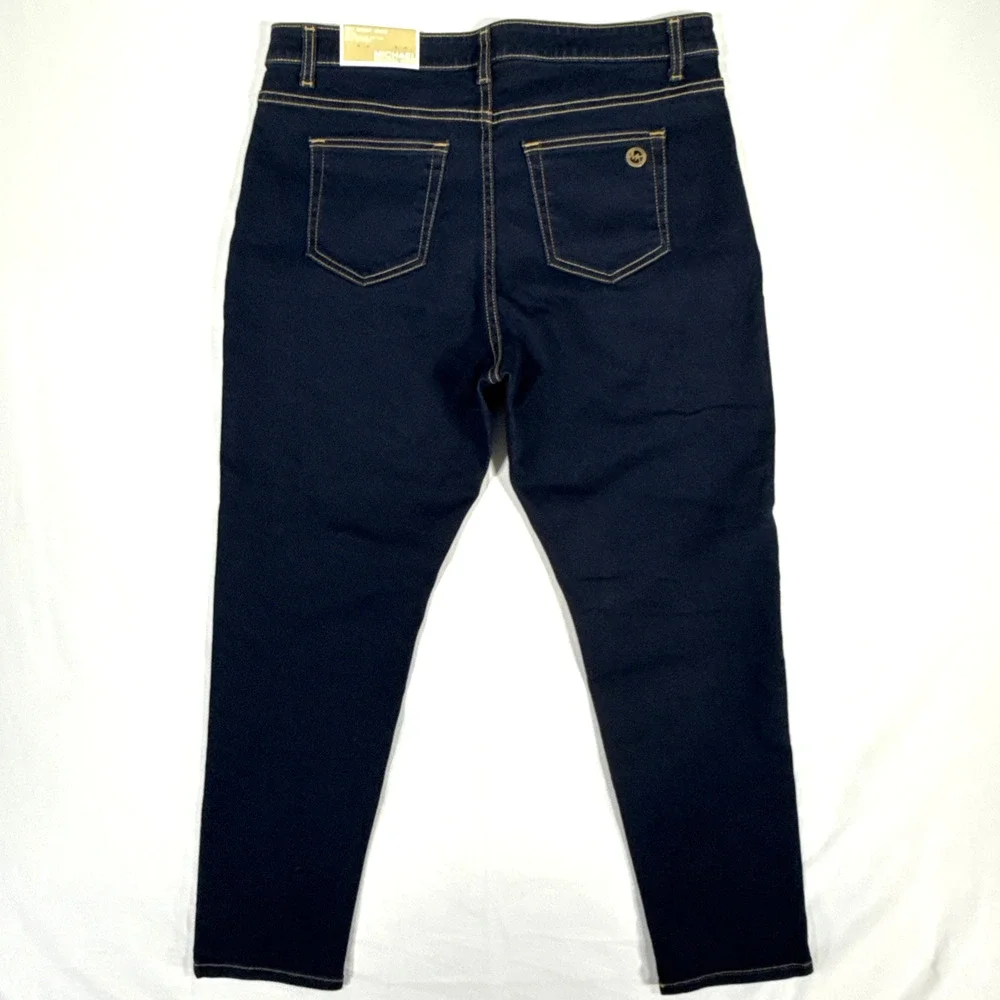 Michael Kors Womens Izzy Skinny Ankle Mid Rise Stretch Dark Rinse Crop Jeans S14 - Picture 5 of 7